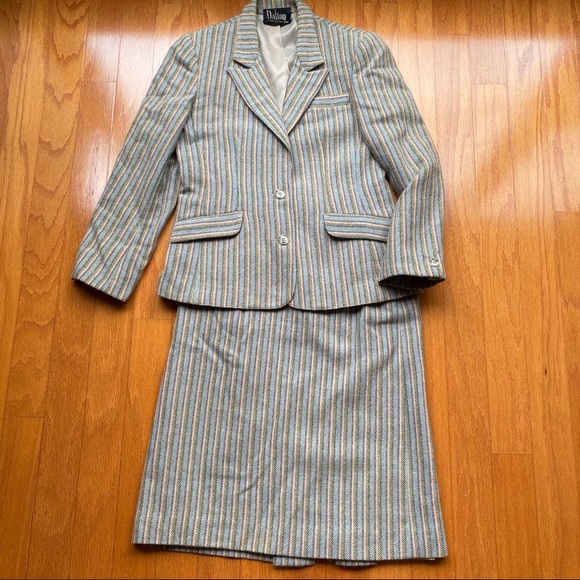 Dalton Jackets & Blazers - Striped virgin wool jacket and skirt by Dalton